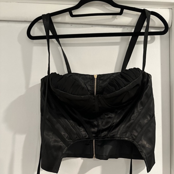 Boohoo Satin Boned Corset Top Black Size 2 - Picture 8 of 8